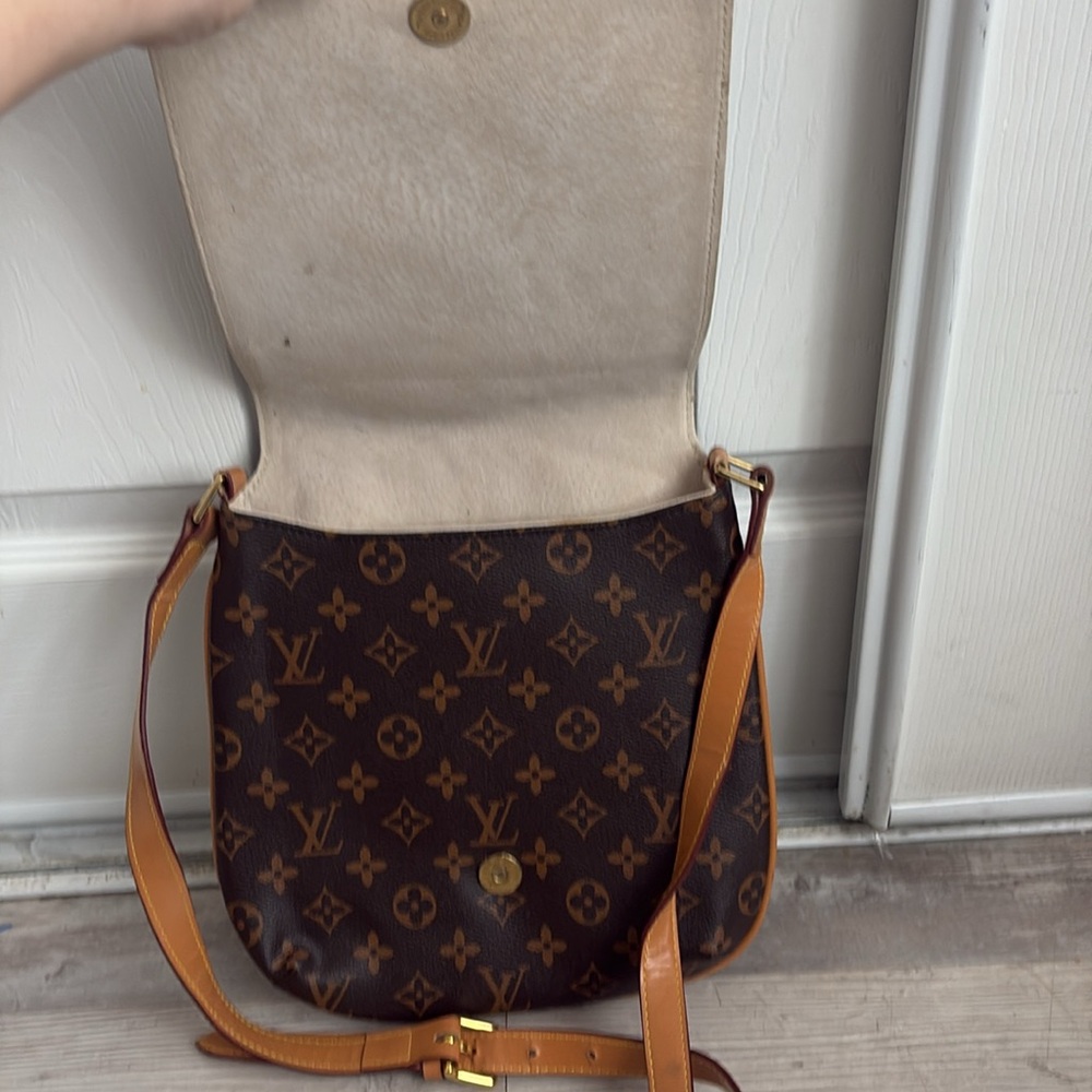 Monogram Crossbody Shoulder Bag in Brown and Tan - Picture 3 of 8